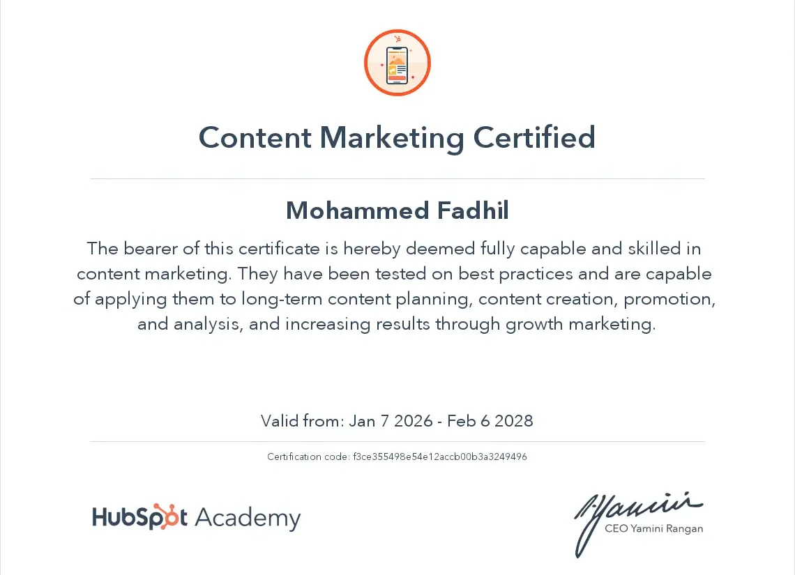 Content marketing certification by digital marketing expert in Kerala